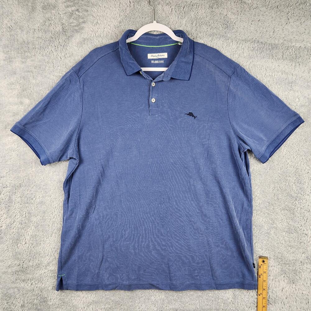 Tommy Bahama IslandZone Polo Shirt Mens 2XL Blue Modal Stripe Golf Performance
